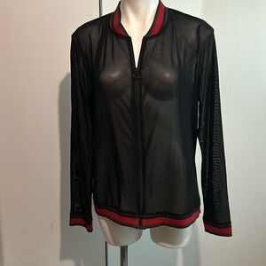 K. Jordan sheer black zip up jacket